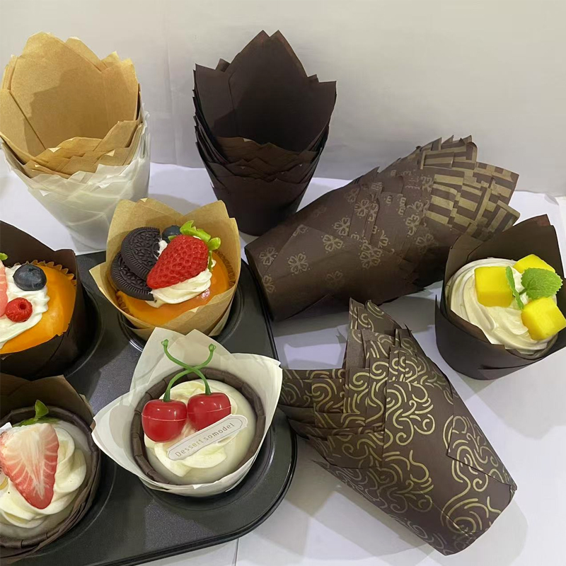 Home Improvement Help - 50 Stück/100 Stück/200 Stück Tulpen-Kuchenpapierförmchen, hitzebeständige