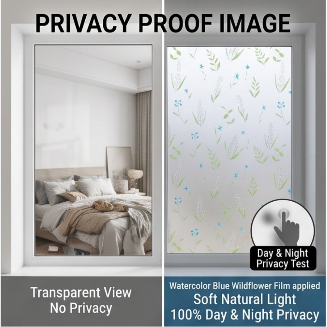 Selbstklebende blaue Wildblume – Window Insulation Film Bewertung und Preis
